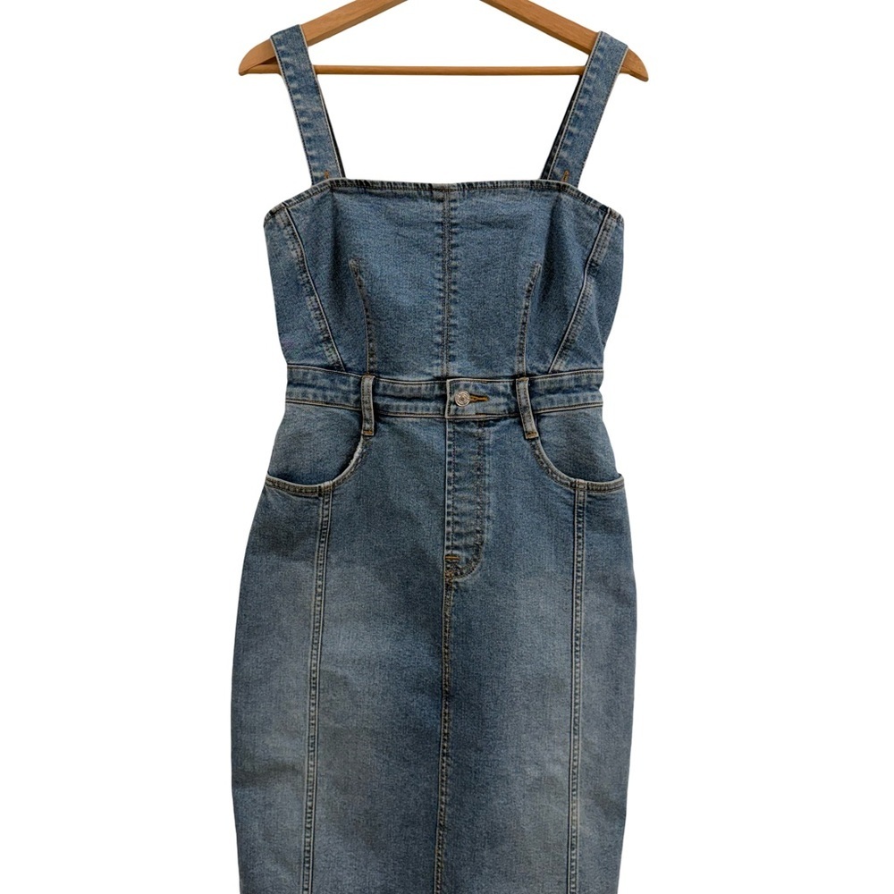 7 For All Mankind Denim Blue Midi Dress - Picture 7 of 12